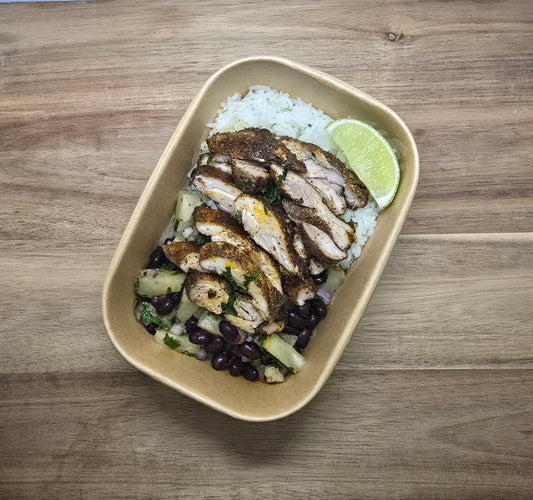 Jerk Chicken with Pineapple Black Bean Salsa